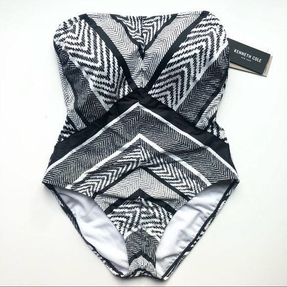 NEW Kenneth Cole one piece swimsuit -black/white - Picture 2 of 10